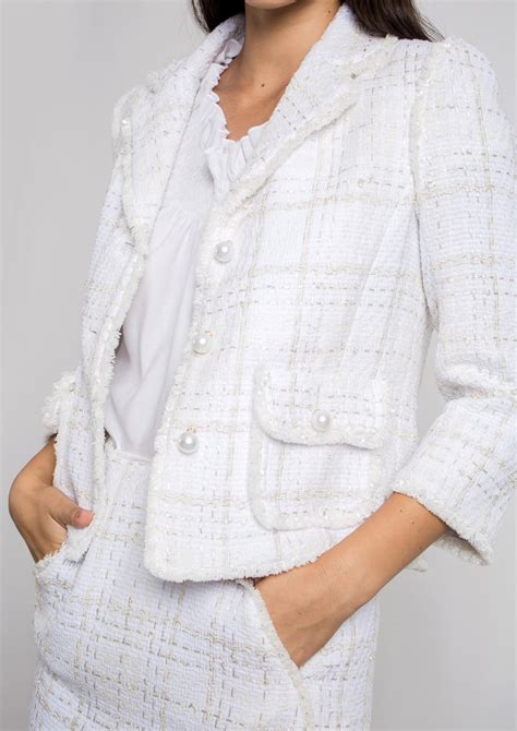 chaqueta chanel blanca|Chaqueta .